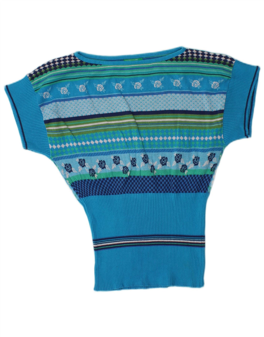 Γυναικείο πουλόβερ Benetton Batwing Boat Neck Jumper UK 10 Small πολύχρωμο