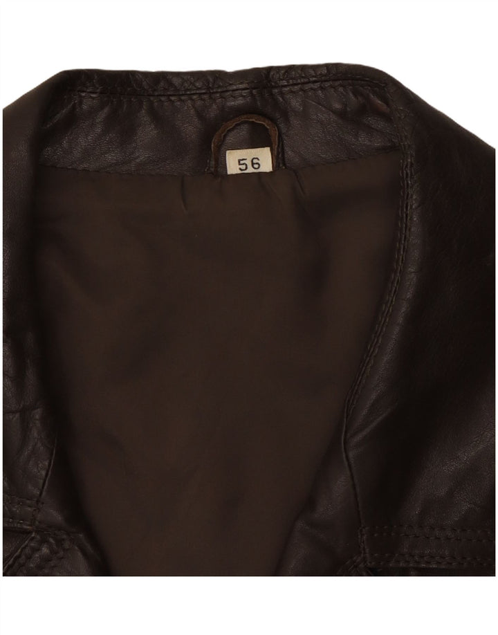 VINTAGE Ανδρικό Δερμάτινο Μπουφάν UK 40 Μεγάλο Καφέ Δερμάτινο