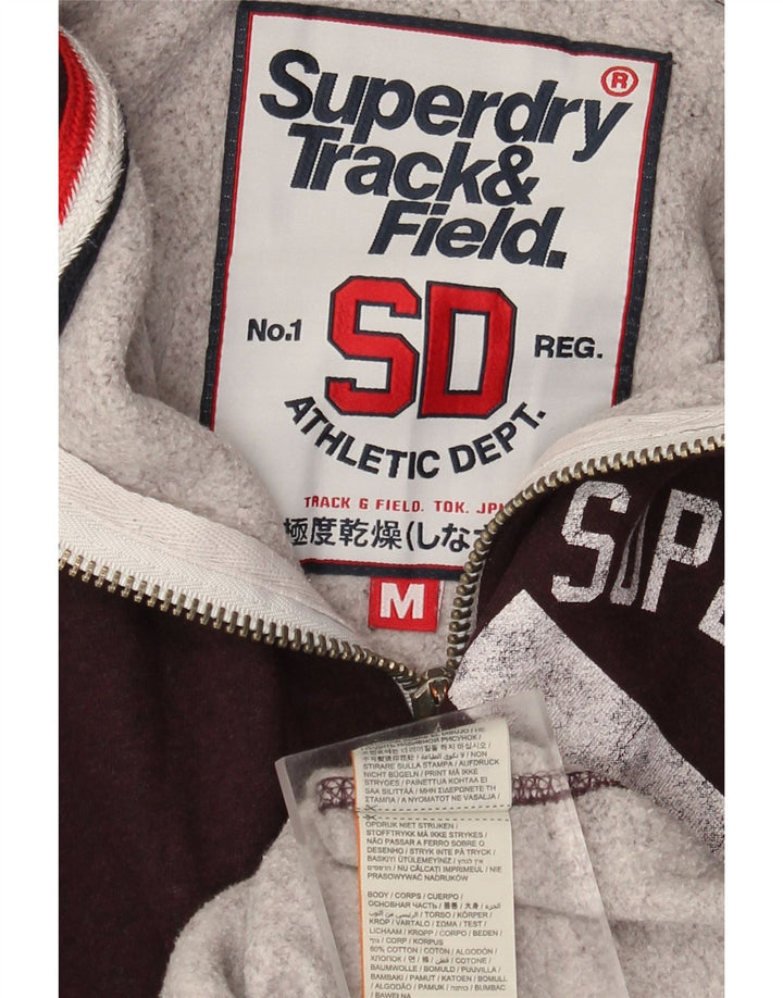 Ανδρικό πουλόβερ με κουκούλα με φερμουάρ Superdry, μεσαίο βαμβακερό μπορντό