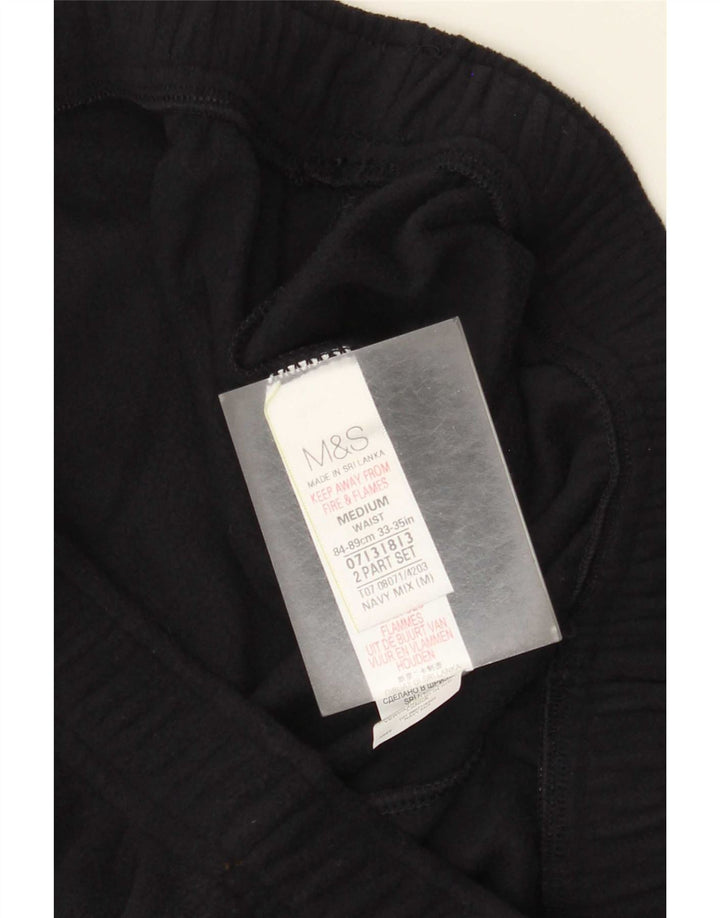 Marks & Spencer Ανδρικές φόρμες Fleece Παντελόνια Medium Navy Blue Polyester