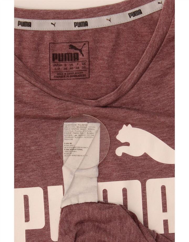 Γυναικείο γραφικό μπλουζάκι Puma Top UK 10 Small Maroon Polyester