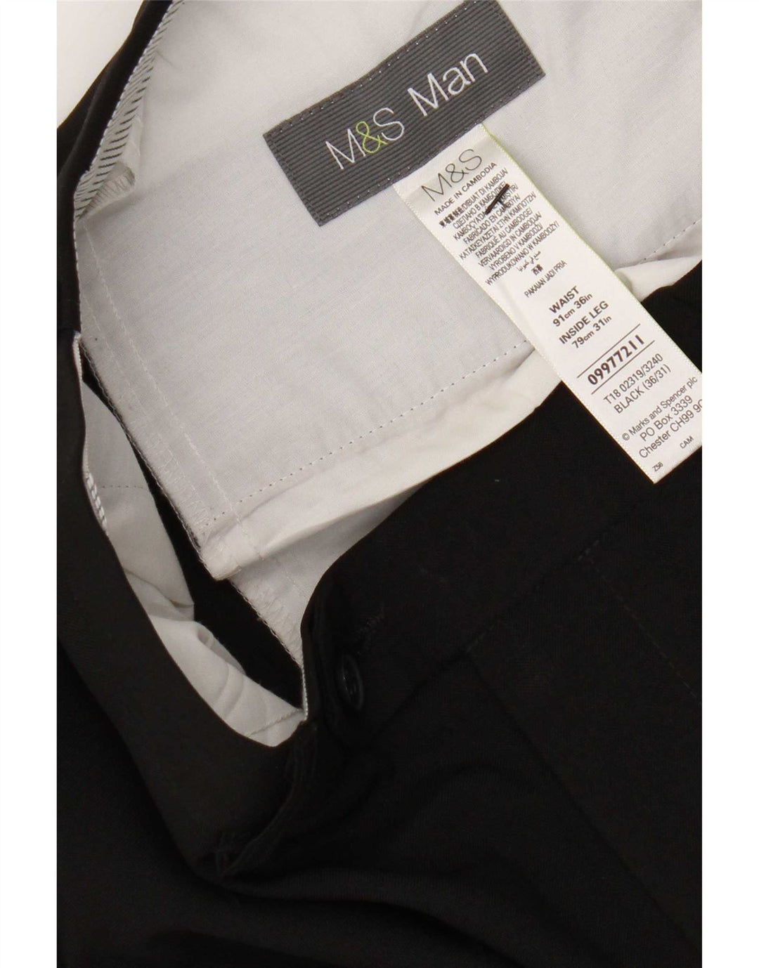 Marks & Spencer Ανδρικό ίσιο παντελόνι W36 L31 Μαύρο πολυεστέρα