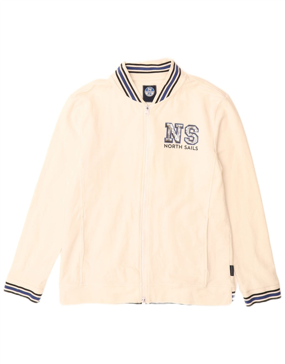 Γυναικεία αθλητική φόρμα γραφικών NORTH SAILS Top Jacket UK 14 Μεσαίο λευκό βαμβακερό