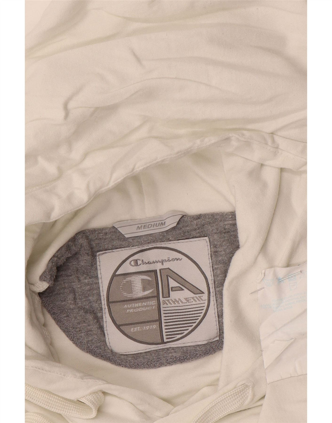 Champion Womens Hoodie Jumper UK 14 Medium Off White Βαμβακερό