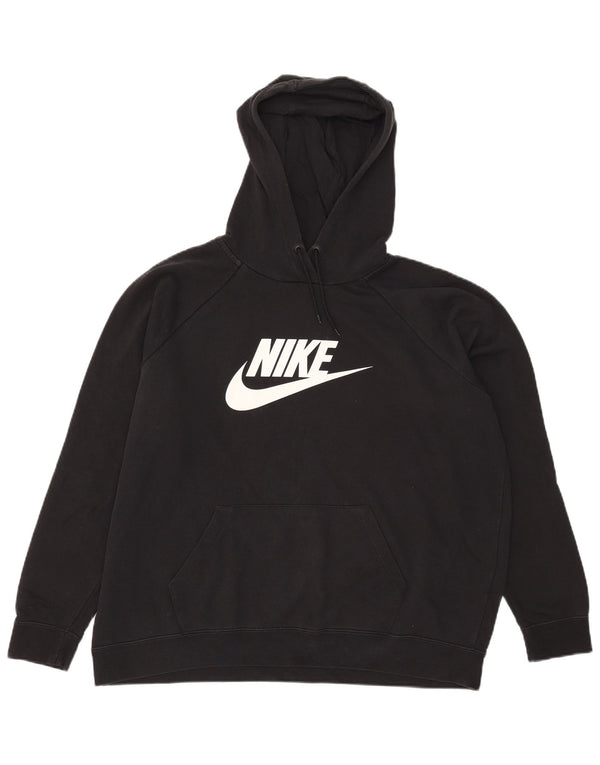 Nike Γυναικείο γραφικό υπερμεγέθου Hoodie Jumper UK 18 XL Μαύρο βαμβακερό