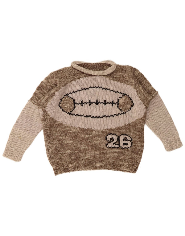 VINTAGE Boys Loose Fit Crew Neck Jumper Sweater 11-12 Years Grey