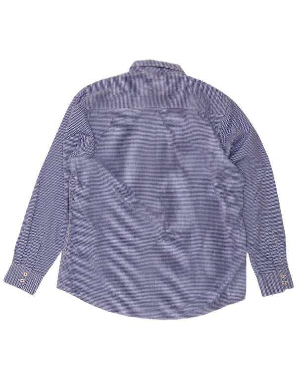 Pierre Cardin Ανδρικό πουκάμισο κανονικής εφαρμογής 2XL Blue Gingham Polyester