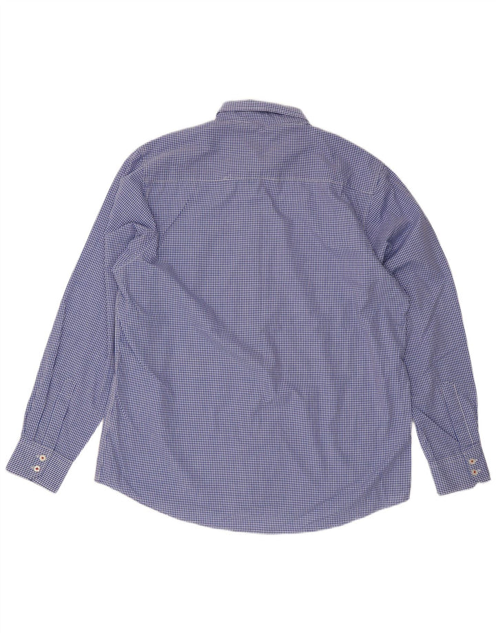 Pierre Cardin Ανδρικό πουκάμισο κανονικής εφαρμογής 2XL Blue Gingham Polyester