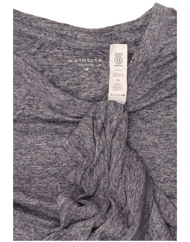 ATHLETA Γυναικείο Crop Γιλέκο UK 18 XL Navy Blue Flecked Polyester