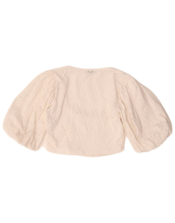 Zara γυναικεία μπλούζα Crop 3/4 μανίκια UK 14 μεγάλα βαμβακερά
