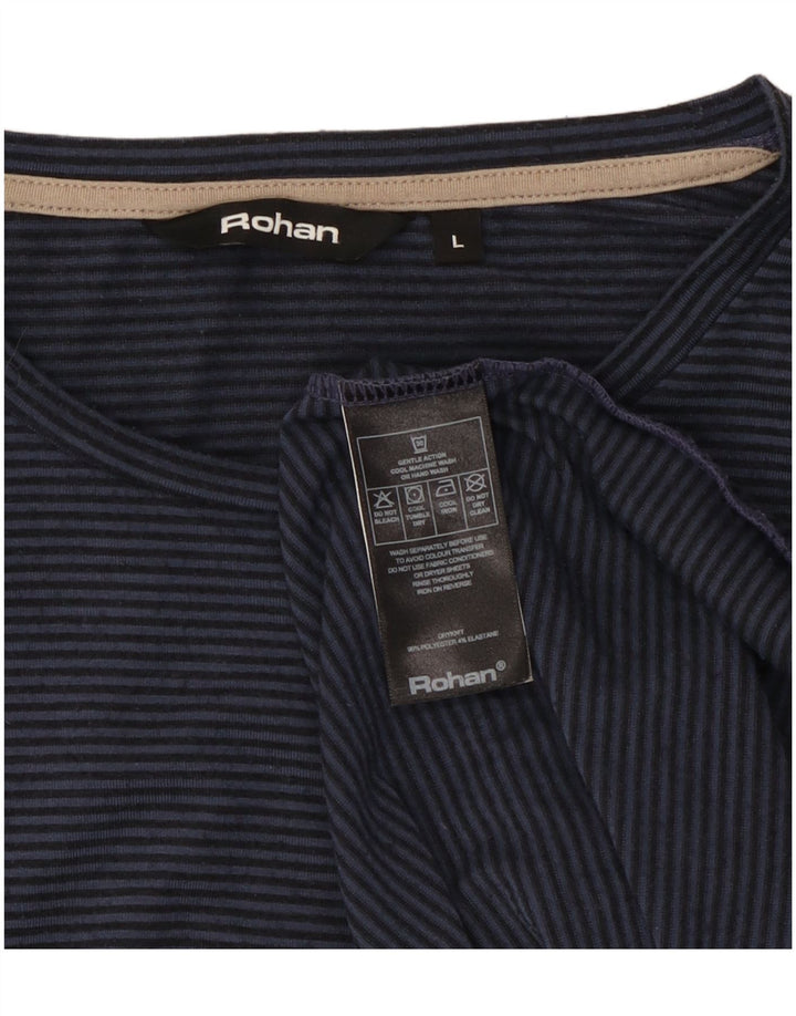 Rohan Ανδρικό T-Shirt Top Large Navy Blue ριγέ πολυεστέρας