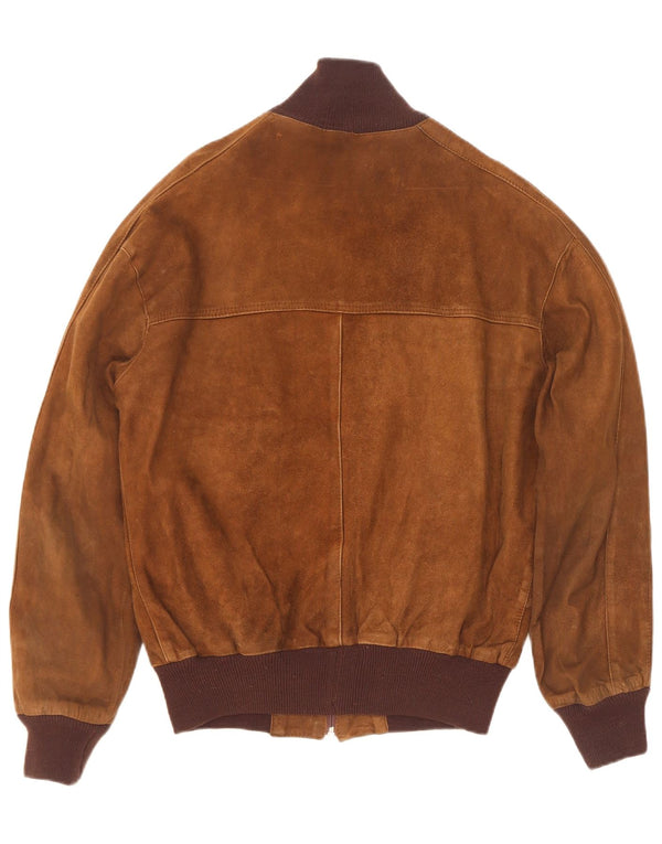 Vintage Ανδρικό Suede Bomber Jacket IT 50 Large Brown