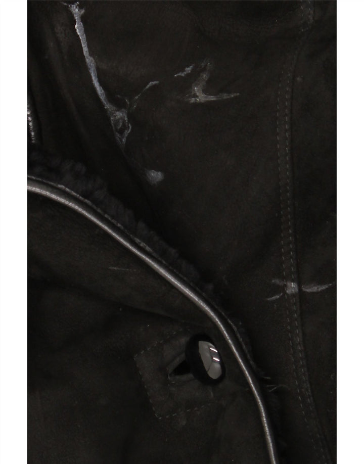 Vintage Γυναικείο Παλτό Shearling UK 18 XL Μαύρο