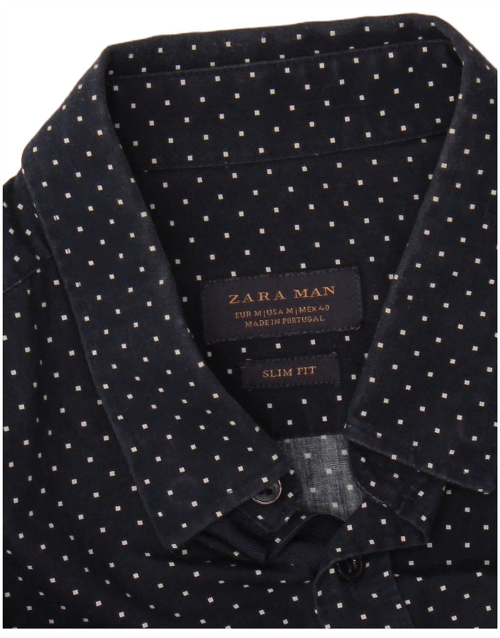 Ανδρικό πουκάμισο ZARA Slim Fit Medium Navy Blue γεωμετρικό
