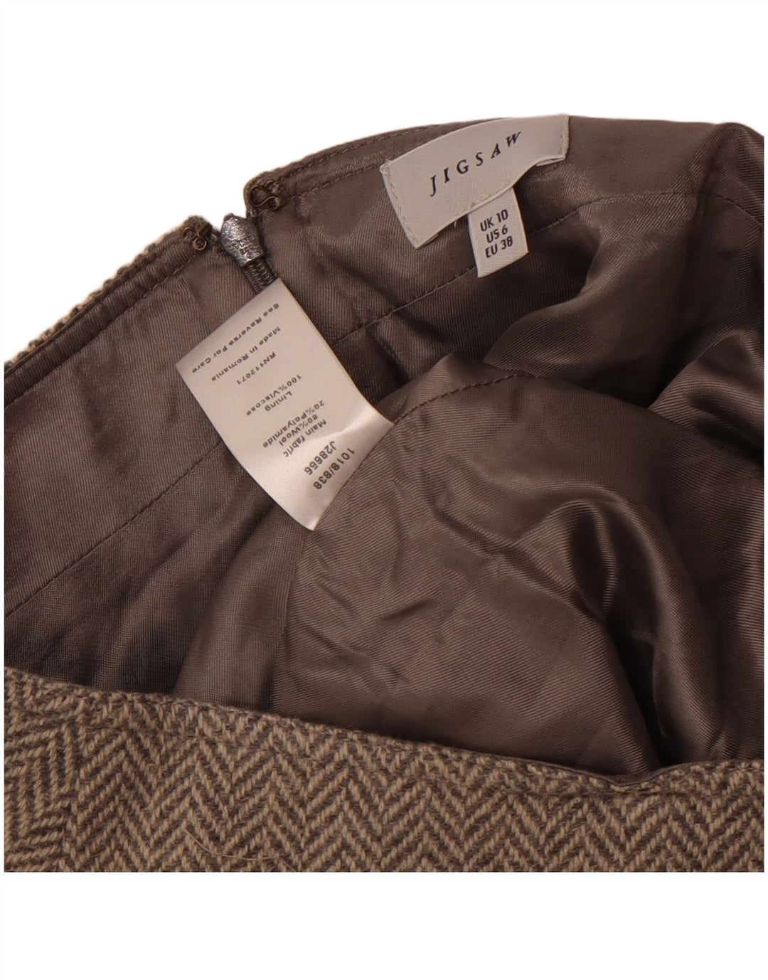 Γυναικεία παζλ φούστα σε γραμμή Α UK 10 Small W30 Γκρι μαλλί ψαροκόκαλο