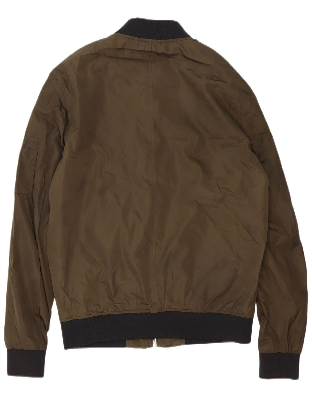 Zara Mens Bomber Jacket UK 38 Medium Green Polyester