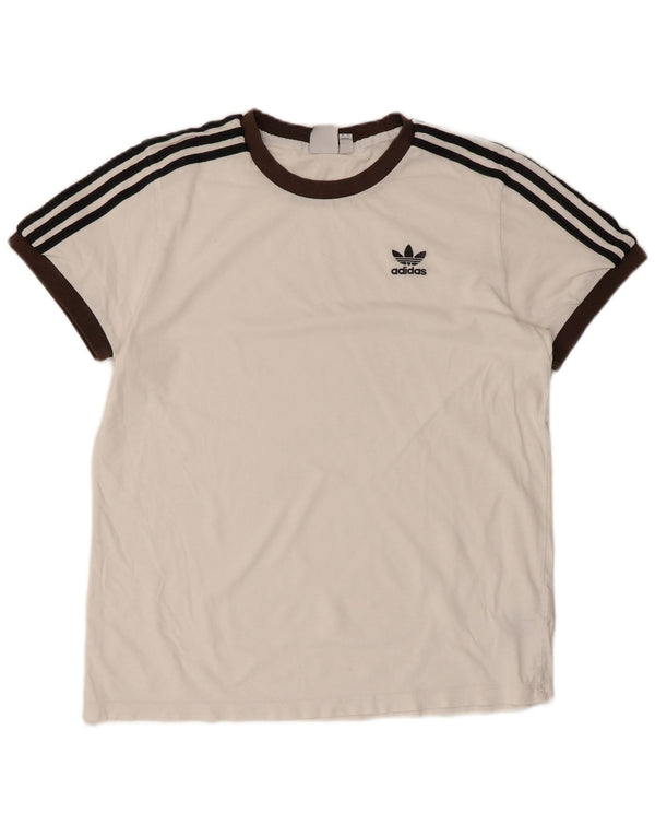 ADIDAS Γυναικείο T-Shirt Top UK 10 Small White Βαμβακερό