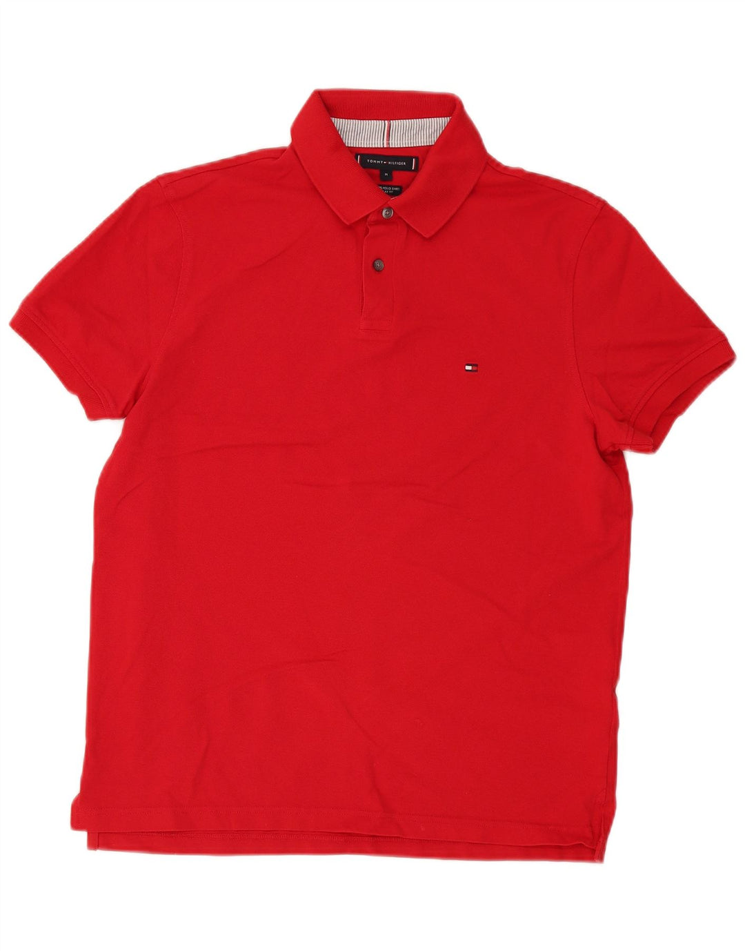 Tommy Hilfiger Ανδρικό πουκάμισο Polo με κανονική εφαρμογή, μεσαίο κόκκινο βαμβακερό