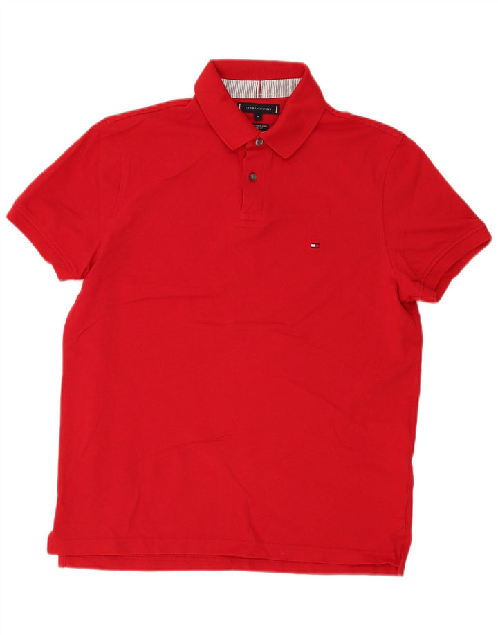 Tommy Hilfiger Ανδρικό πουκάμισο Polo με κανονική εφαρμογή, μεσαίο κόκκινο βαμβακερό