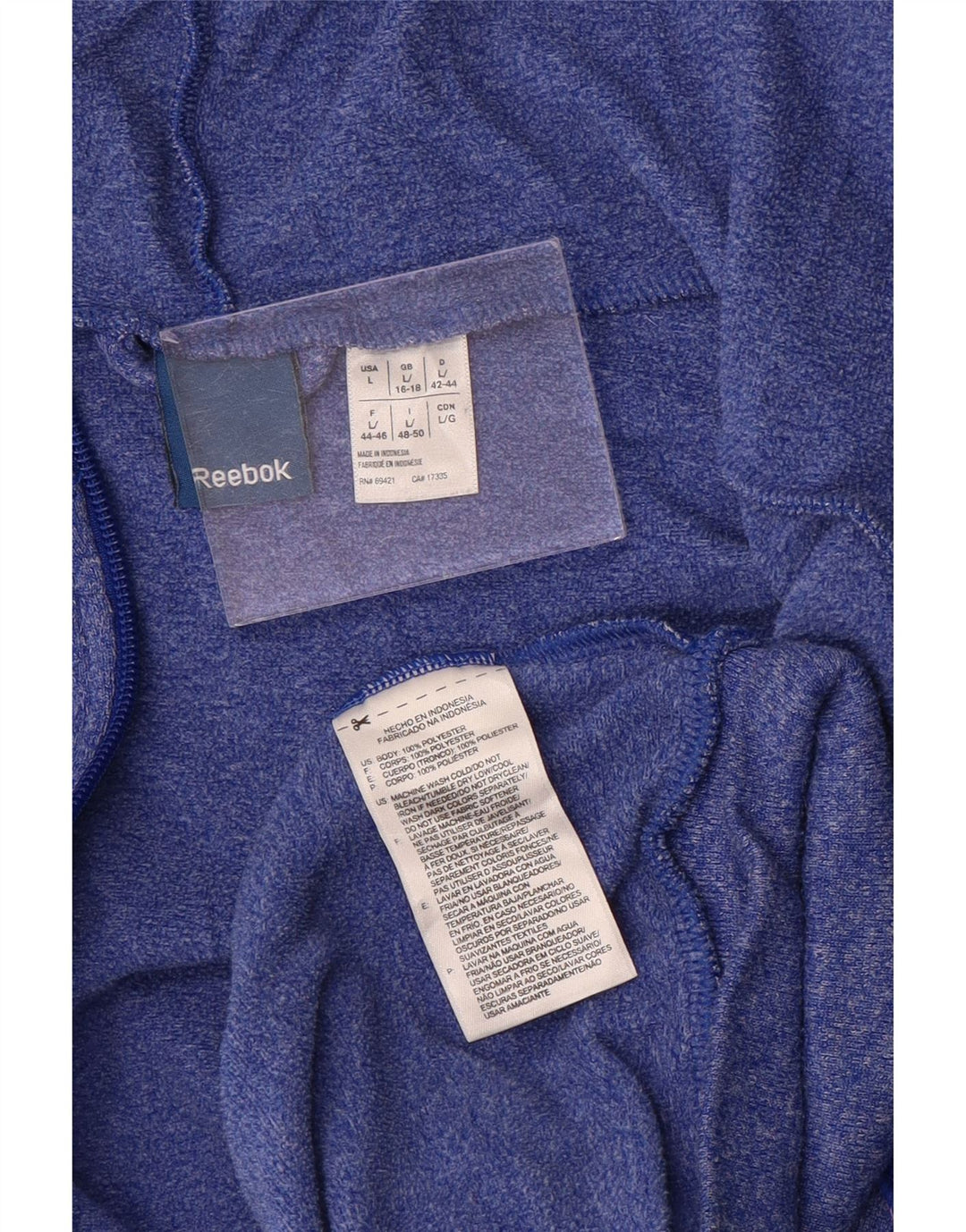 REEBOK Γυναικείο πουλόβερ με κουκούλα με φερμουάρ UK 16/18 μεγάλο μπλε πολυεστέρα