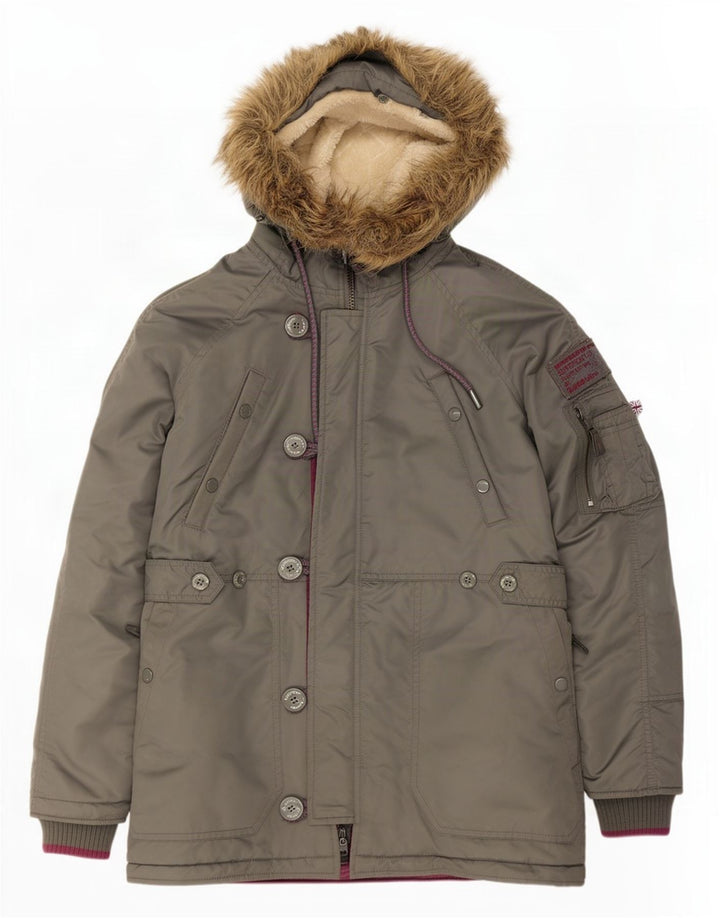 Ανδρικό μπουφάν Parka με κουκούλα Superdry UK 38 Medium Grey Nylon