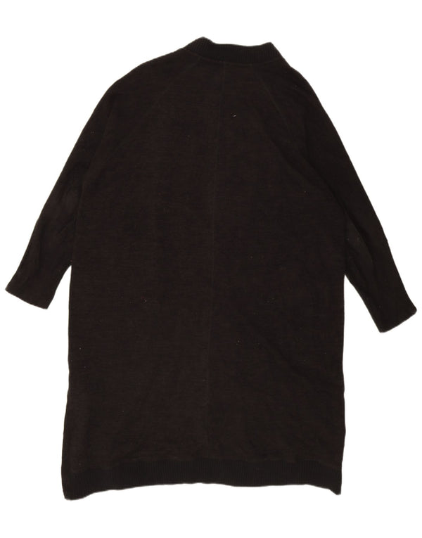 Zara Γυναικείο πουλόβερ Longline Ζακέτα UK 16 μεγάλο μαύρο πολυεστέρα