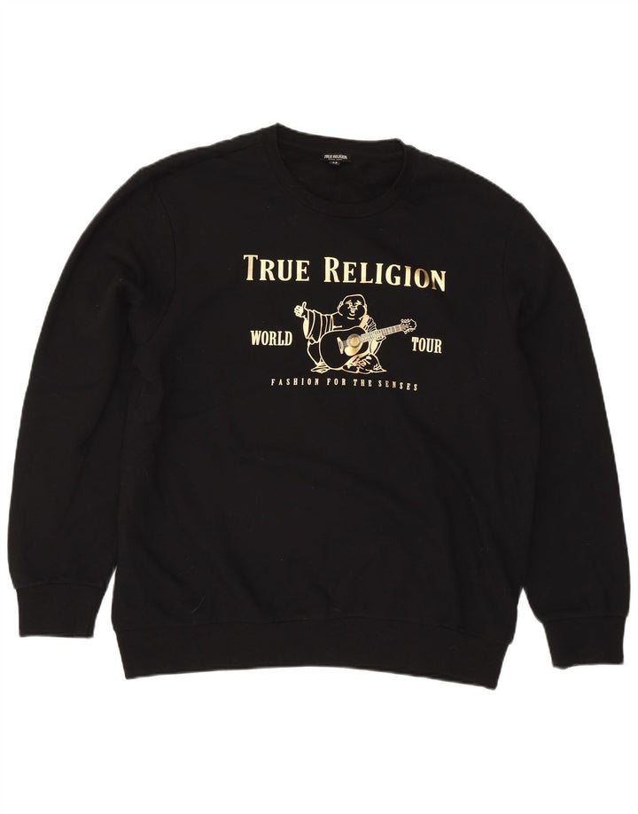 True Religion Ανδρικό γραφικό φούτερ Jumper 2XL Μαύρο βαμβακερό