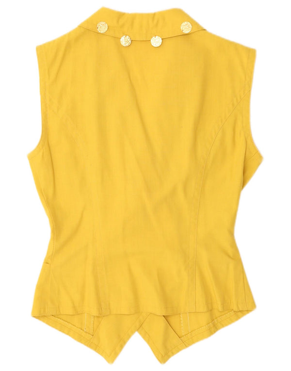 Vintage γυναικείο γιλέκο με διπλό στήθος UK 12 Medium Yellow