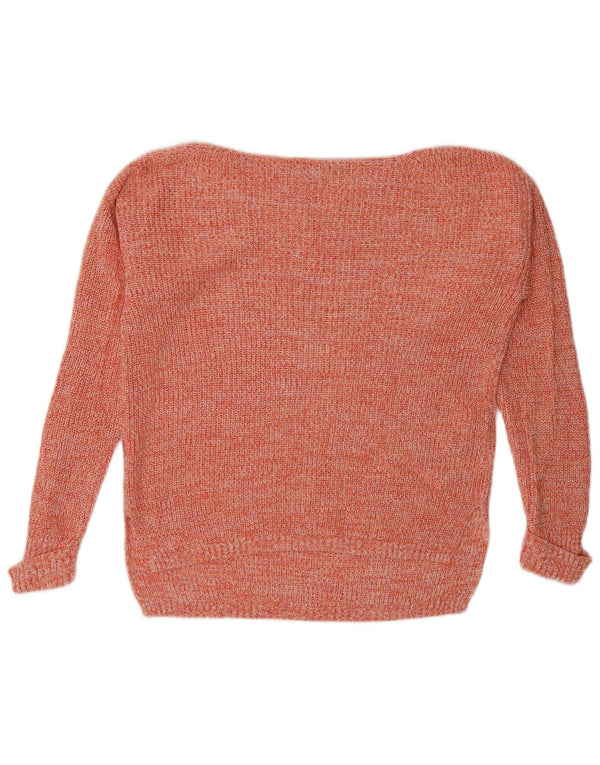 Marks & Spencer Womens Boat Neck Jumper Sweater UK 10 Small Orange Flecked