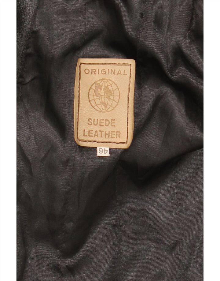 Vintage Γυναικείο Δερμάτινο Παλτό IT 46 Large Μαύρο Δερμάτινο