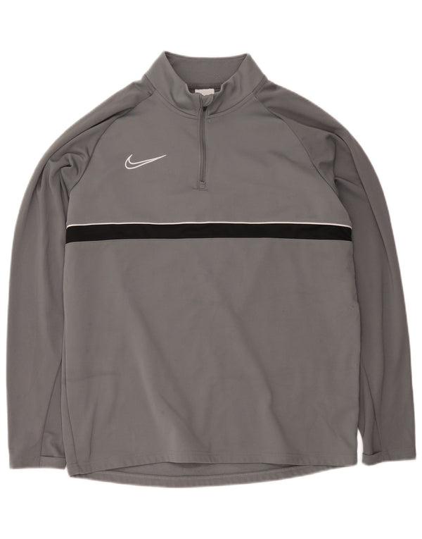 Ανδρική φόρμα πουλόβερ με φερμουάρ Nike Dri Fit Top μεγάλο γκρι χρώμα