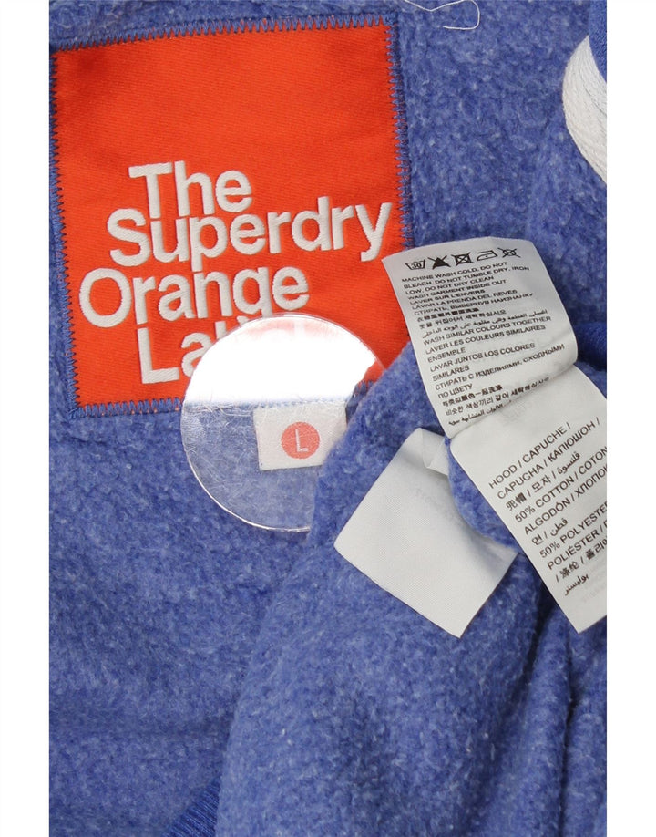 SUPERDRY Γυναικείο πουλόβερ με φερμουάρ UK 16 μεγάλο μπλε βαμβακερό