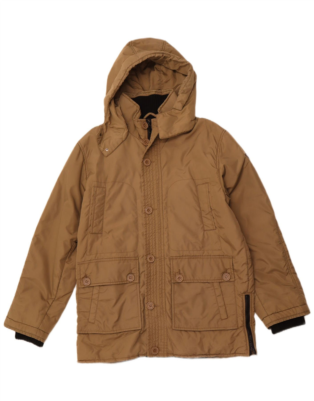 ASTROLABIO Ανδρικό μπουφάν με κουκούλα με κουκούλα με επένδυση UK 42 XL καφέ νάιλον