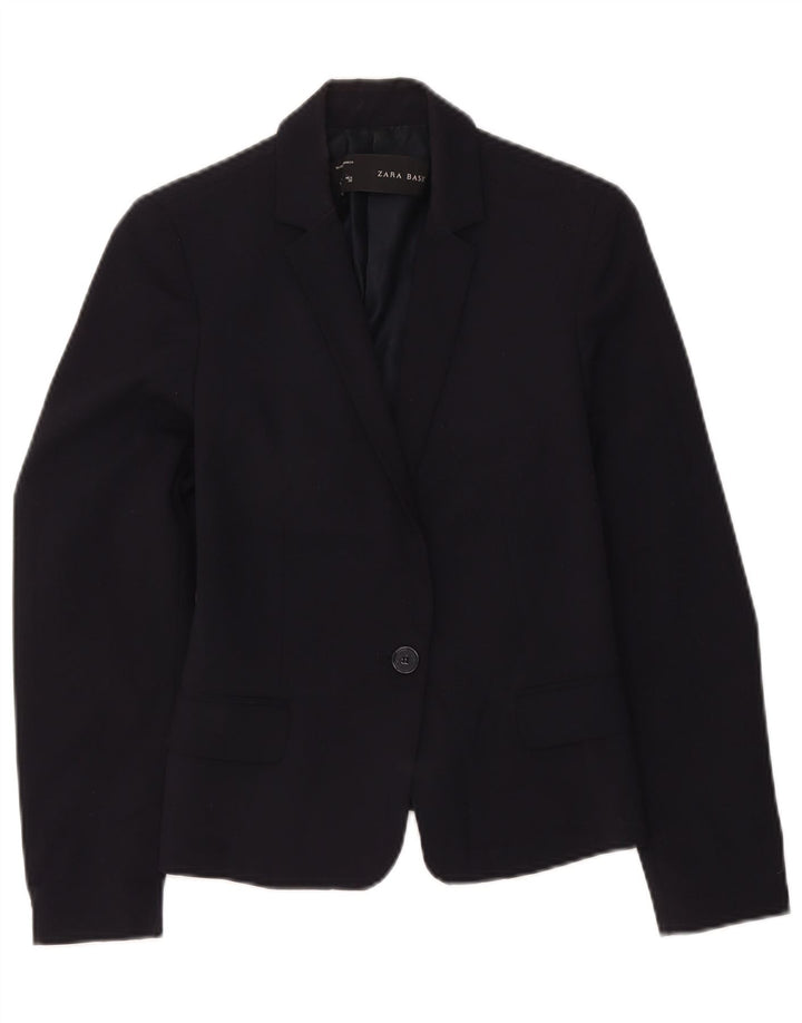 Zara Γυναικείο Μπουφάν 1 Button Blazer UK 12 Medium Navy Blue Polyester