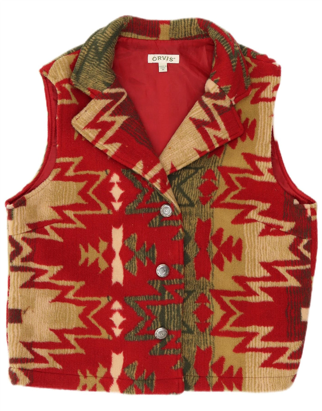Orvis Γυναικείο Gilet UK 14 Medium Red Geometric
