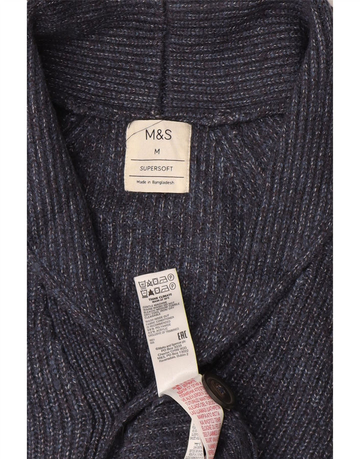 Ανδρικό πουλόβερ ζακέτα Marks & Spencer Medium Navy Blue Polyamide