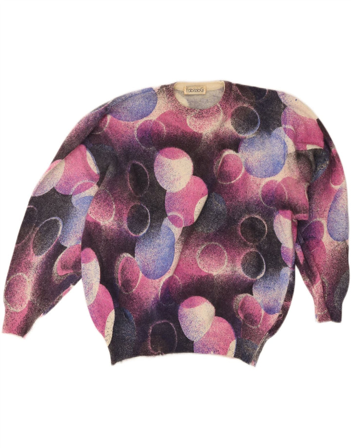 Vintage γυναικείο πουλόβερ με λαιμόκοψη UK 16 Μεγάλη πολύχρωμη Angora