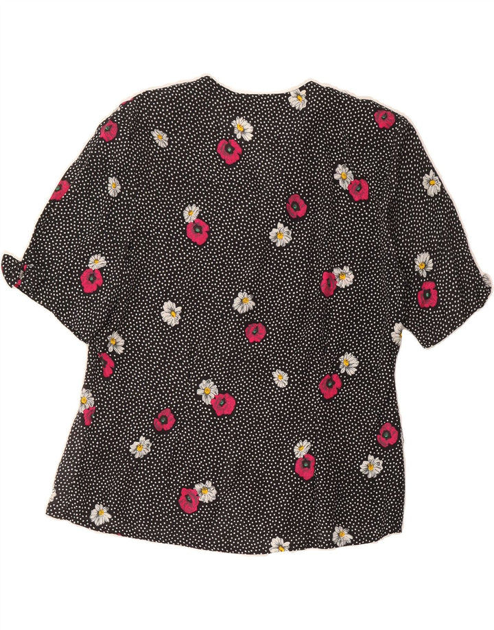 PRIMAVERA FIRENZE Womens Oversized Shirt Blouse UK 14 Medium Black Floral Vintage Primavera Firenze and Second-Hand Primavera Firenze from Messina Hembry 