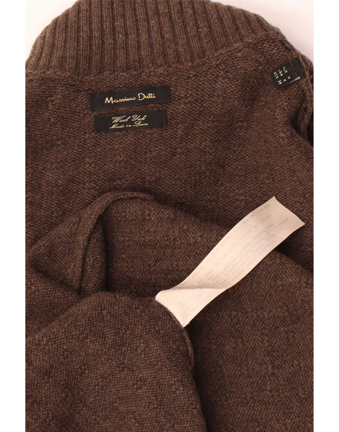 Massimo Dutti γυναικείο πουλόβερ με λαιμόκοψη UK 12 μεσαίο καφέ μαλλί