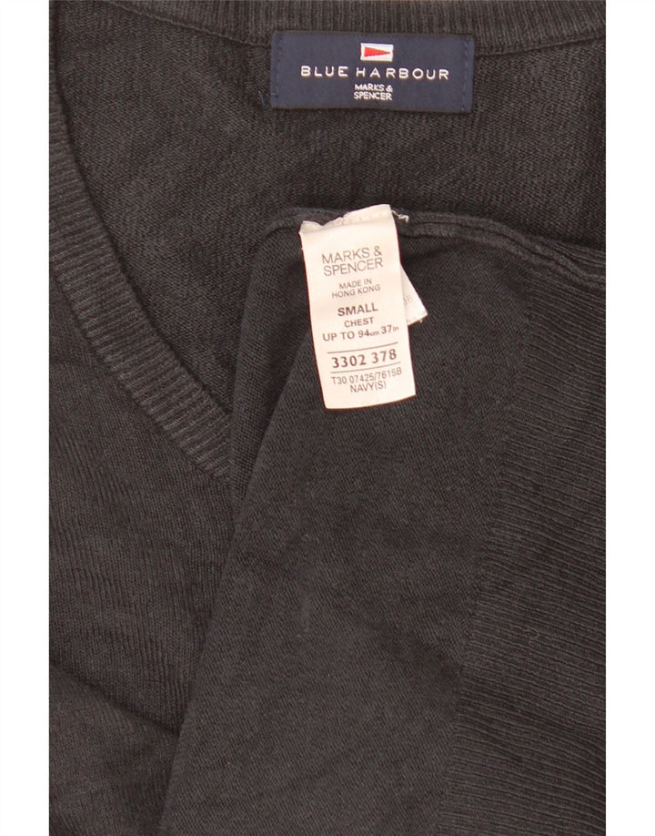 Ανδρικό πουλόβερ Marks & Spencer Blue Harbor με λαιμόκοψη με λαιμόκοψη, μικρό γκρι ακρυλικό