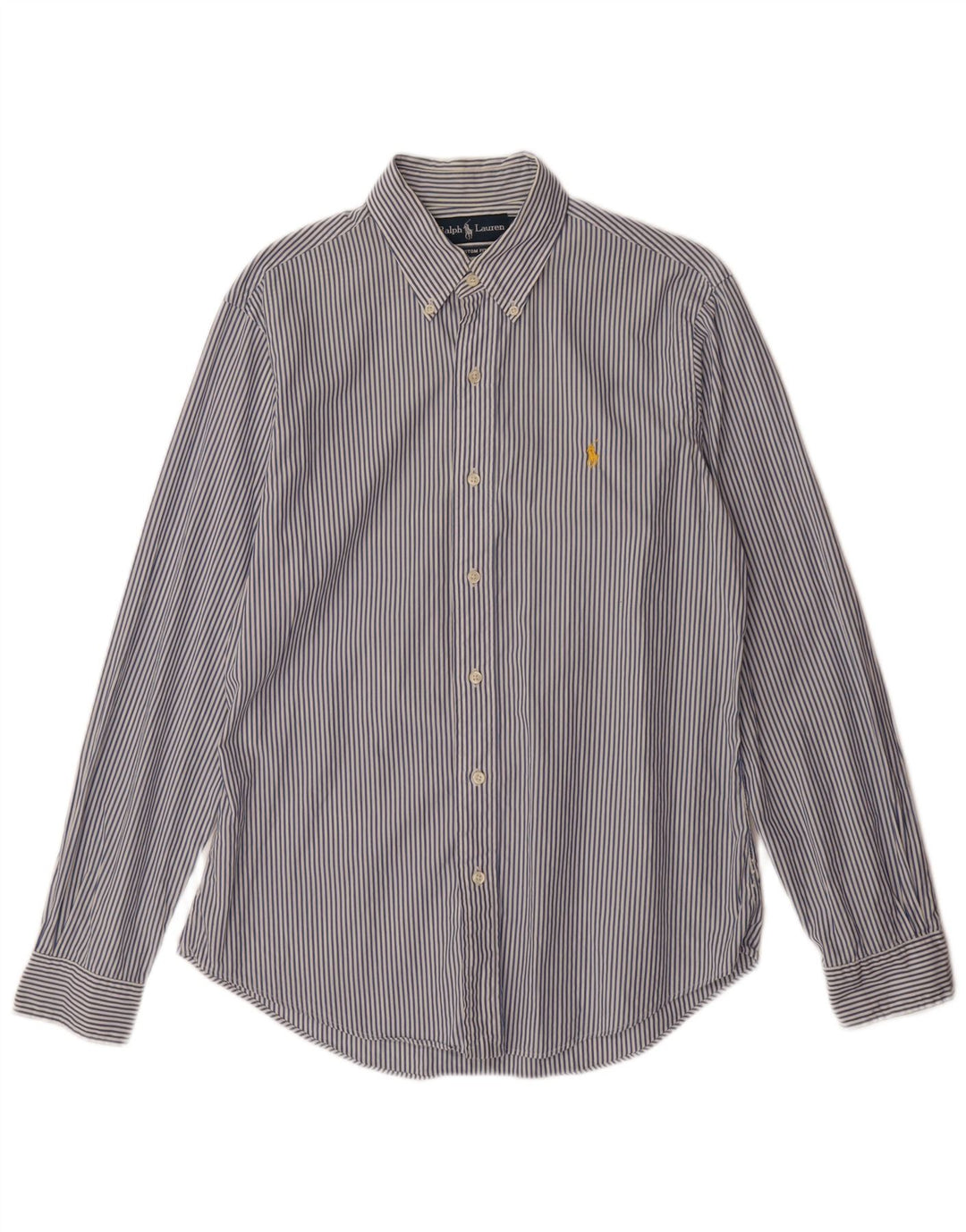 RALPH LAUREN Ανδρικό Πουκάμισο Προσαρμοσμένης Εφαρμογής Βαμβακερό μεσαίο μπλε ριγέ