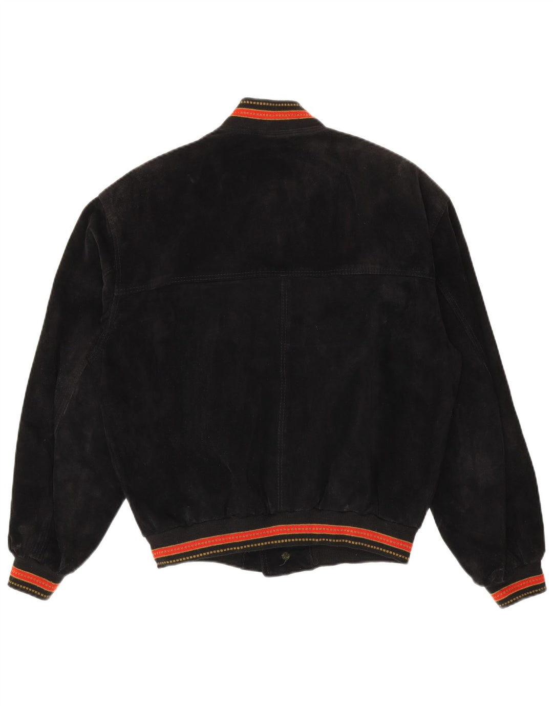 Vintage Ανδρικό Suede Bomber Jacket IT 48 Medium μαύρο ριγέ δέρμα