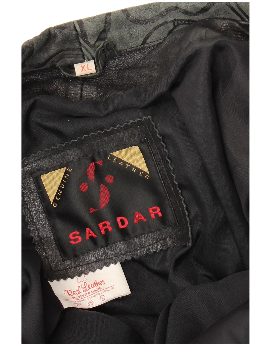 SARDAR Γυναικείο Δερμάτινο Μπουφάν UK 18 XL Μαύρο Δερμάτινο