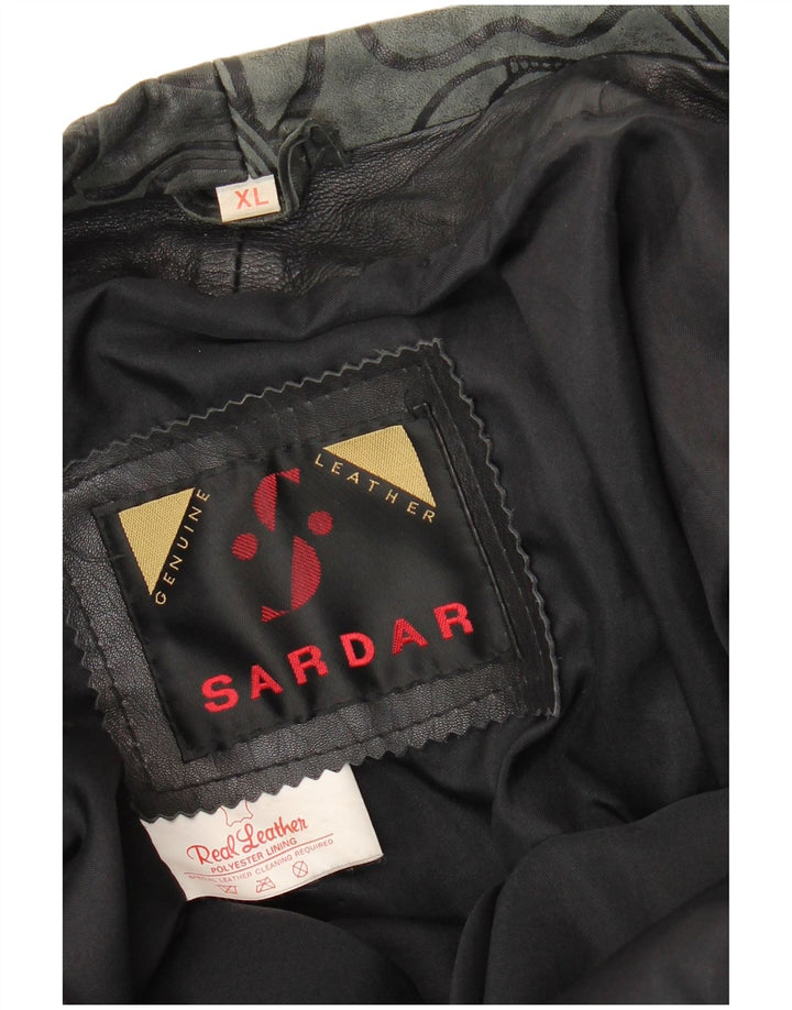 SARDAR Γυναικείο Δερμάτινο Μπουφάν UK 18 XL Μαύρο Δερμάτινο