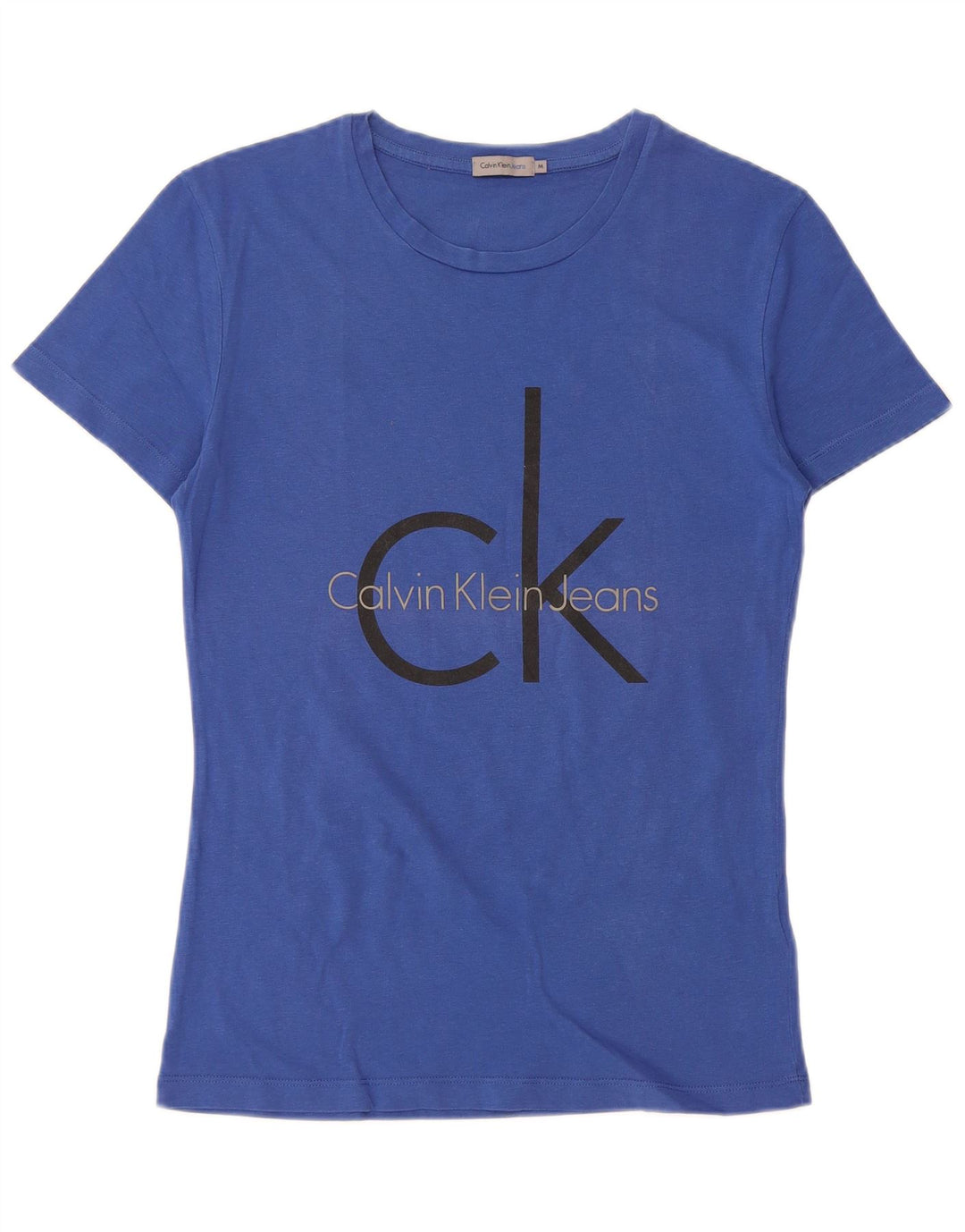 Γυναικείο γραφικό μπλουζάκι CALVIN KLEIN JEANS Top UK 12 μεσαίο μπλε βαμβακερό