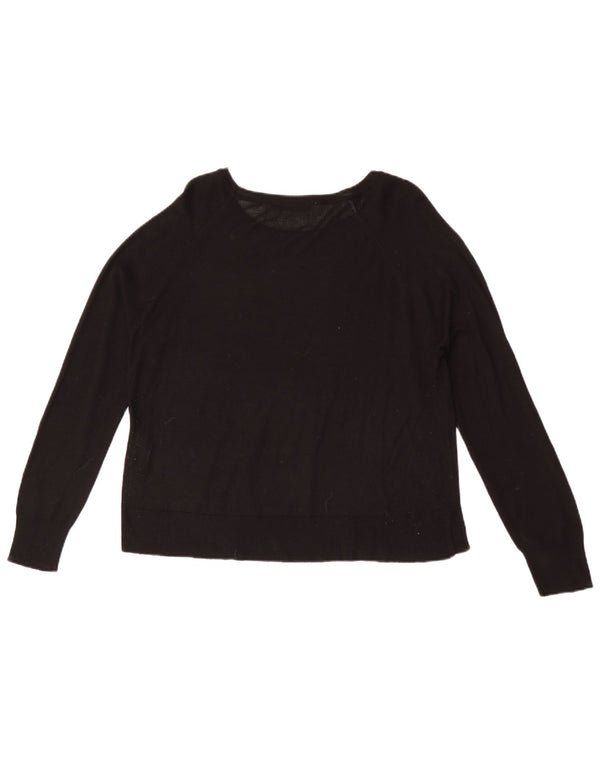 Zara Γυναικείο πουλόβερ με λαιμόκαυστο UK 14 Medium Black Viscose