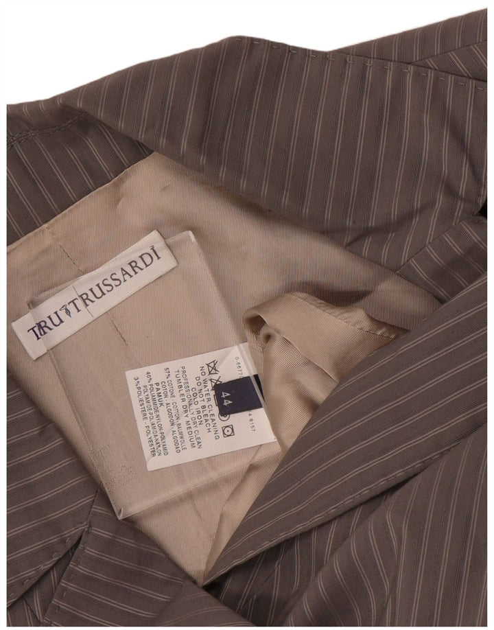 TRUSSARDI Γυναικείο σακάκι 2 κουμπιών IT 44 Βαμβακερό μεσαίο γκρι ρίγες