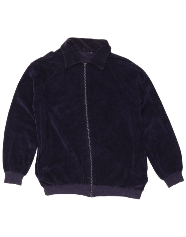 Γυναικεία αθλητική φόρμα VINTAGE Top Jacket UK 16 Large Navy Blue Cotton