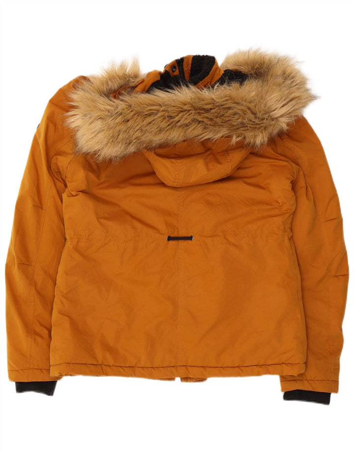 SUPERDRY Γυναικείο μπουφάν με κουκούλα αντιανεμικό UK 8 μικρό πορτοκαλί πολυεστέρας