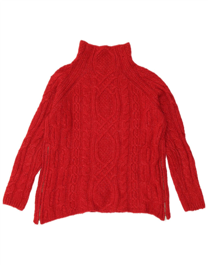Zara Γυναικείο πουλόβερ με λαιμόκοψη UK 10 Small Red Acrylic